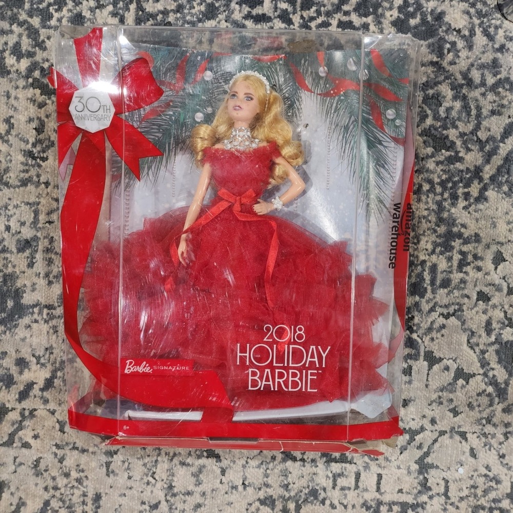 2018 Holiday Barbie Doll 30th Anniversary Signature Red Gown FRN69 Damaged Box